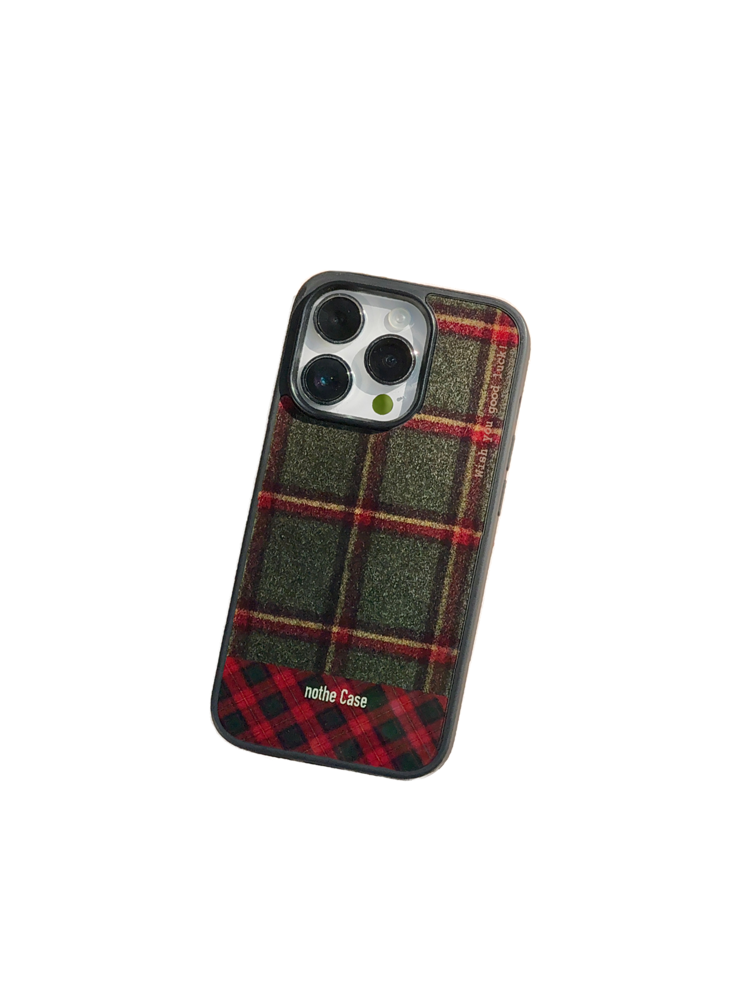 Minimalist Black Edge Plaid Anti-Fall Christmas Phone Case for iPhone 15 Pro Max – High-End Autumn/Winter Style