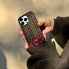 Minimalist Black Edge Plaid Anti-Fall Christmas Phone Case for iPhone 15 Pro Max – High-End Autumn/Winter Style