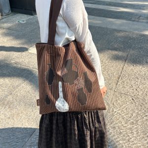 Minimalist Chinese Style Canvas Shoulder Bag - Artistic 'Empty Vase' Design, Lightweight Niche Fashion Tote