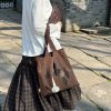 Minimalist Chinese Style Canvas Shoulder Bag - Artistic 'Empty Vase' Design, Lightweight Niche Fashion Tote