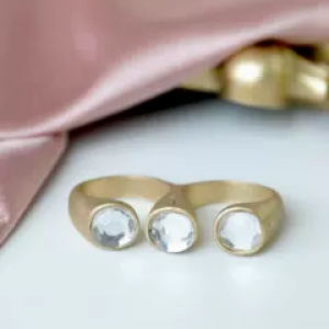 Minimalist Double-Finger Ring with Diamond Inlay - European and American Punk Jewelry for Women's Fashion
