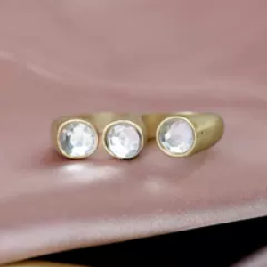 Minimalist Double-Finger Ring with Diamond Inlay - European and American Punk Jewelry for Women's Fashion