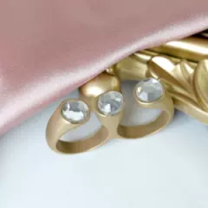 Minimalist Double-Finger Ring with Diamond Inlay - European and American Punk Jewelry for Women's Fashion