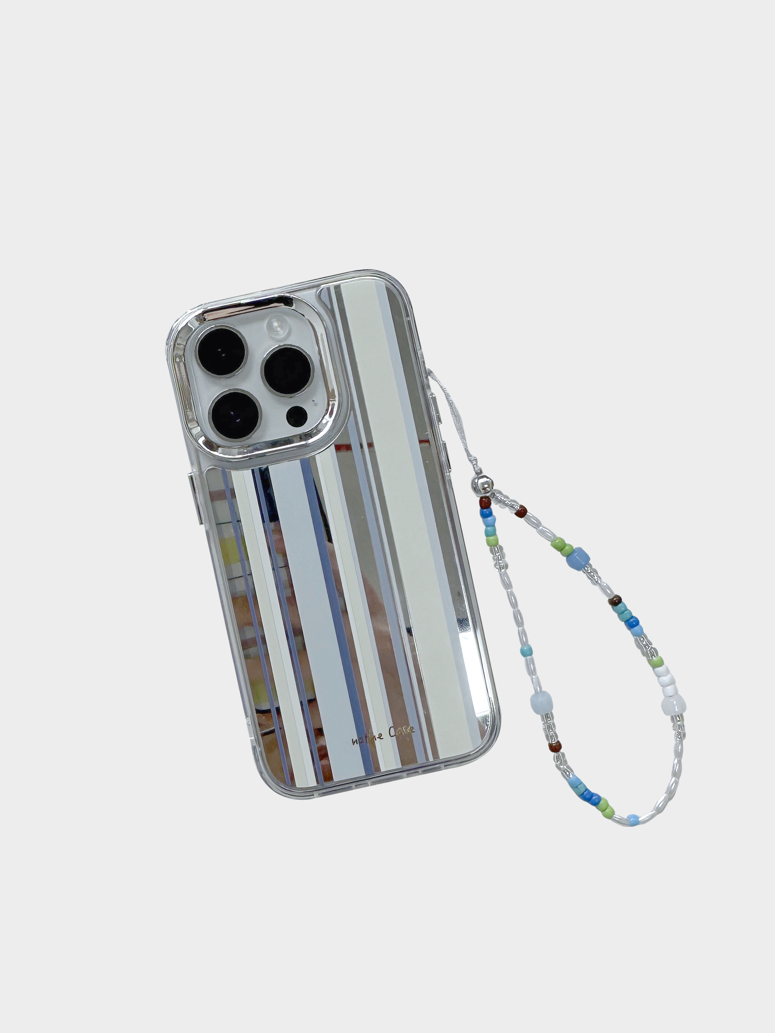 Minimalist Full Coverage Phone Case for iPhone 15 Pro Max - Greenland Summer Stripe Design, Trendy Niche Style