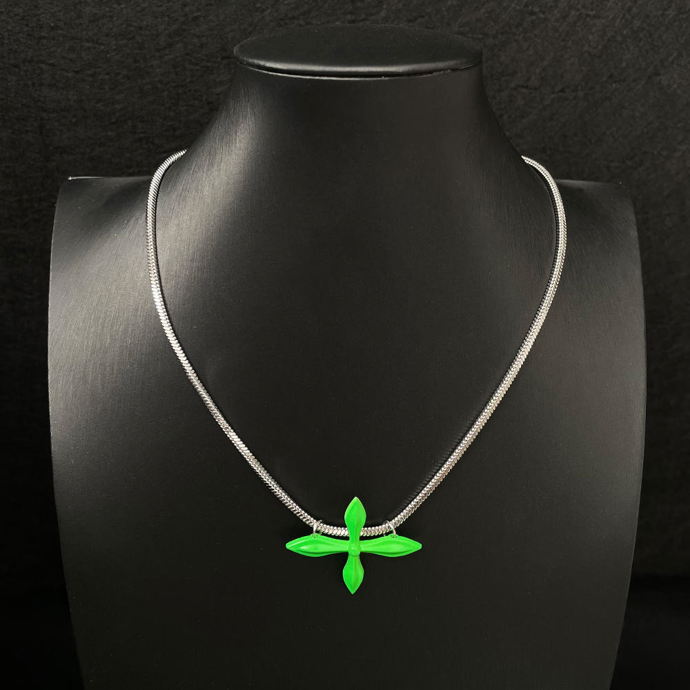 Minimalist Green Cross Necklace for Unisex, Stylish Titanium Steel Clavicle Chain, Trendy Sweet Accessories