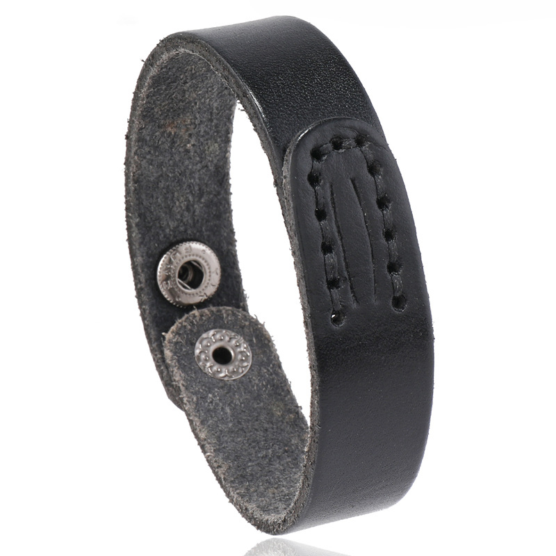 Minimalist Handmade Leather Bracelet - Artistic Retro Stitched Design for Unique Style
