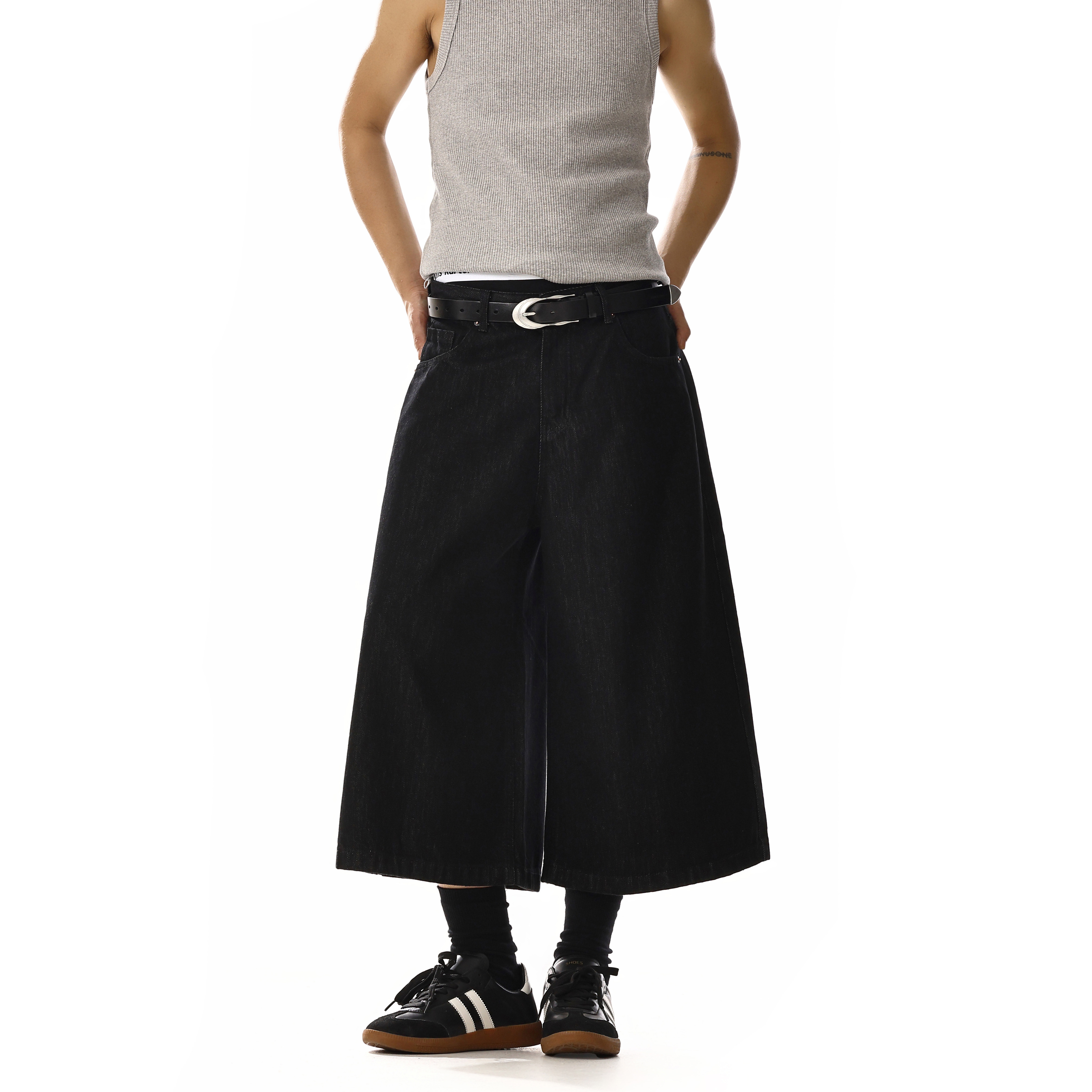 Minimalist Loose Wide-Leg Cropped Jeans for Men and Women - High Street Versatile Straight-Fit Casual Pants
