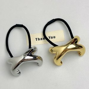 Minimalist Metal Cross-Arch Hair Tie for Women - High-End Smooth Elastic Band for Low Ponytails, 2024 Fashion Accessory