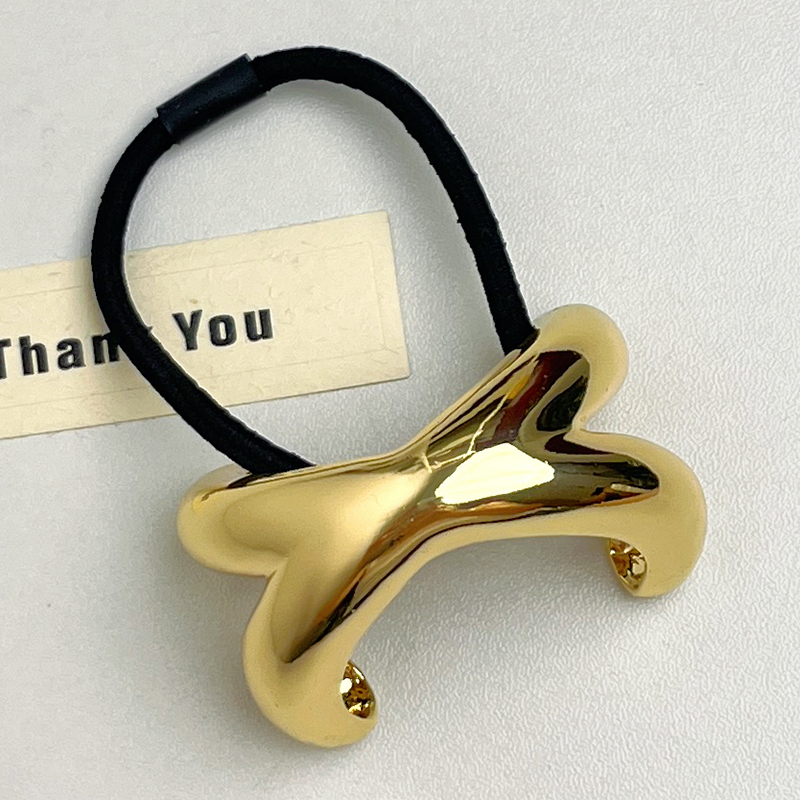Minimalist Metal Cross-Arch Hair Tie for Women - High-End Smooth Elastic Band for Low Ponytails, 2024 Fashion Accessory