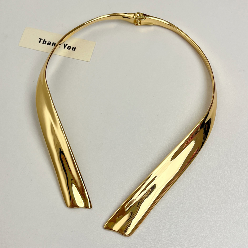 Minimalist Metal Open Collar Necklace for Women - High-End Cold Style Choker Chain for Autumn and Winter Fashion