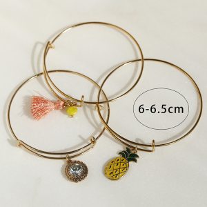 Minimalist Rhinestone Pineapple Tassel Bead Bracelet Set - 3 Playful Detachable Women's Accessories