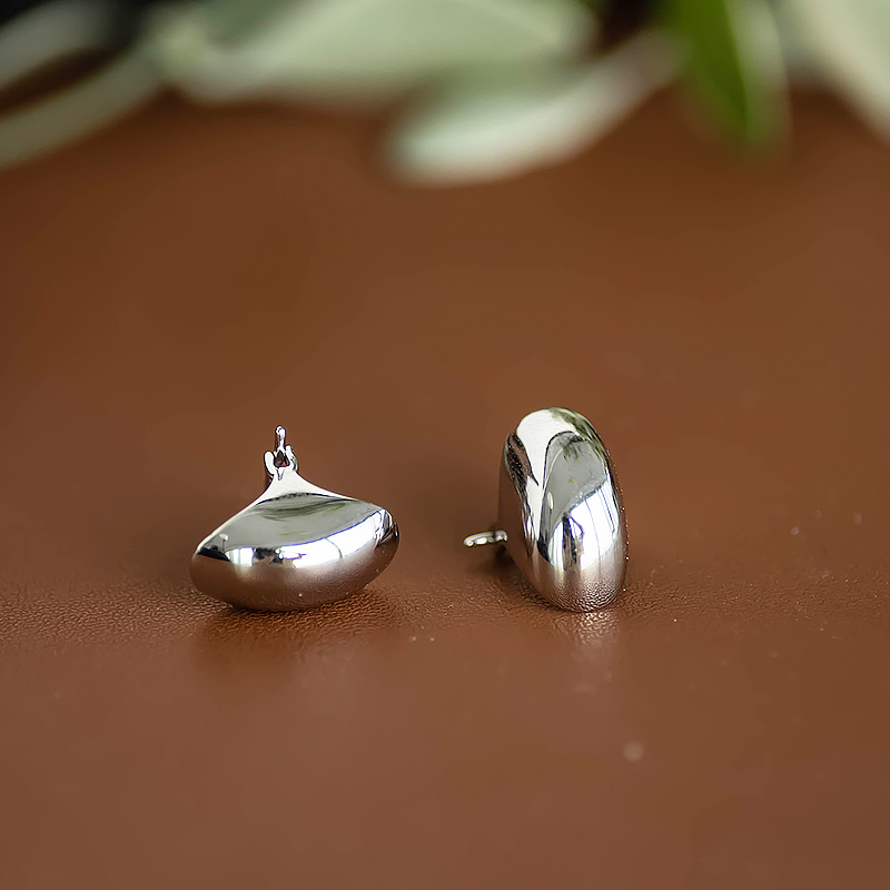 Minimalist S925 Polished Silver Round Arc Ear Studs - High-End Gold-Plated Vegetable Basket Design Fashion Earrings
