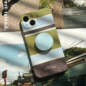 Minimalist Striped Full-Cover Phone Case for iPhone 13 Pro Max - Forest Island Design, Soft Touch, Niche Aesthetic