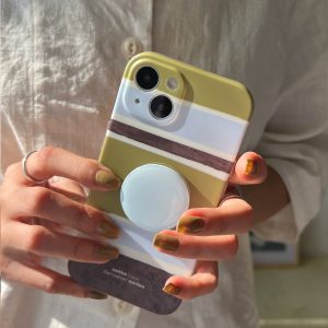 Minimalist Striped Full-Cover Phone Case for iPhone 13 Pro Max - Forest Island Design, Soft Touch, Niche Aesthetic