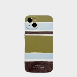 Minimalist Striped Full-Cover Phone Case for iPhone 13 Pro Max - Forest Island Design, Soft Touch, Niche Aesthetic