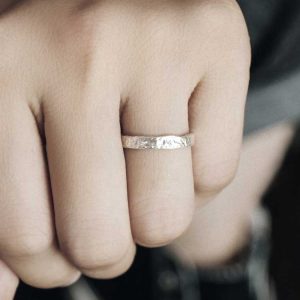 Minimalist Textured 925 Silver Couple Rings - Vintage Simple Versatile Design for Men and Women, Trendy Personality Finger Jewelry