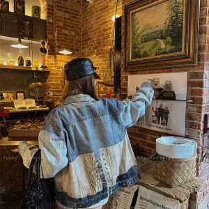 Mixed Denim Punk Heavy-Duty Spliced Loose Denim Jacket for Women - Vintage 90s Style Outerwear