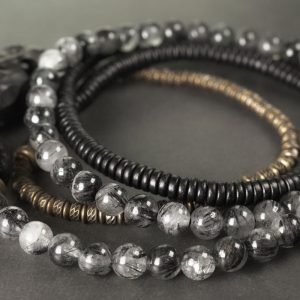 Mixed Design Black Sandalwood and Crystal Beaded Bracelet for Men, Versatile Jewelry Piece for Women, Unisex Fashion Accessory