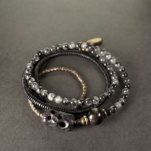 Mixed Design Black Sandalwood and Crystal Beaded Bracelet for Men, Versatile Jewelry Piece for Women, Unisex Fashion Accessory