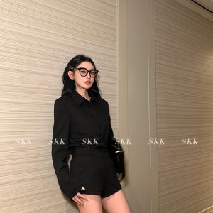 Modern Chinese Style Shirt Jacket & Shorts Set - Casual Spring Outfit for Women, High Weight Fashion Suit