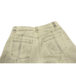 Mud Dyed Dirty Yellow Wide-Leg Denim Pants - Vintage American Style Curved Blade Design, Perfect for Y2K and 90s Fashion Lovers