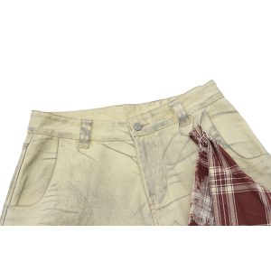 Mud Dyed Dirty Yellow Wide-Leg Denim Pants - Vintage American Style Curved Blade Design, Perfect for Y2K and 90s Fashion Lovers