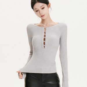 Multi-Wear French Knitted Long Sleeve Off-Shoulder Top - Slim Fit Sexy Style for Hot Girls, Y2K Fashion Essential