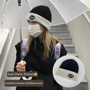 Multicolor Knitted Hat - Korean Style Autumn Winter DUNK Cold Weather Beanie - Trendy Dongdaemun Fashion Accessory