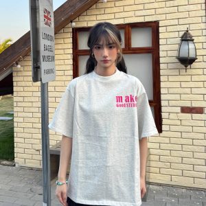 National Trend Embroidered Letter Short Sleeve Unisex Couple Heavyweight T-Shirt - Casual Summer Versatile Fashion