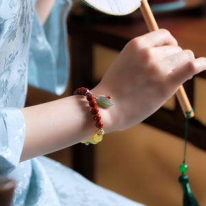 Natural Beeswax Amber and Southern Red Agate Bracelet for Women - DIY Multi-Treasure Crystal and Jade Bead Jewelry