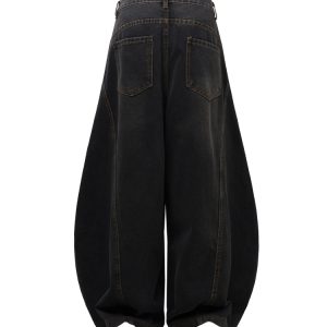 Natural Cat Whisker Wide-Leg Baggy Jeans with Curved Blade Design - Trendy Y2K High-Waisted Pants for Effortless Style