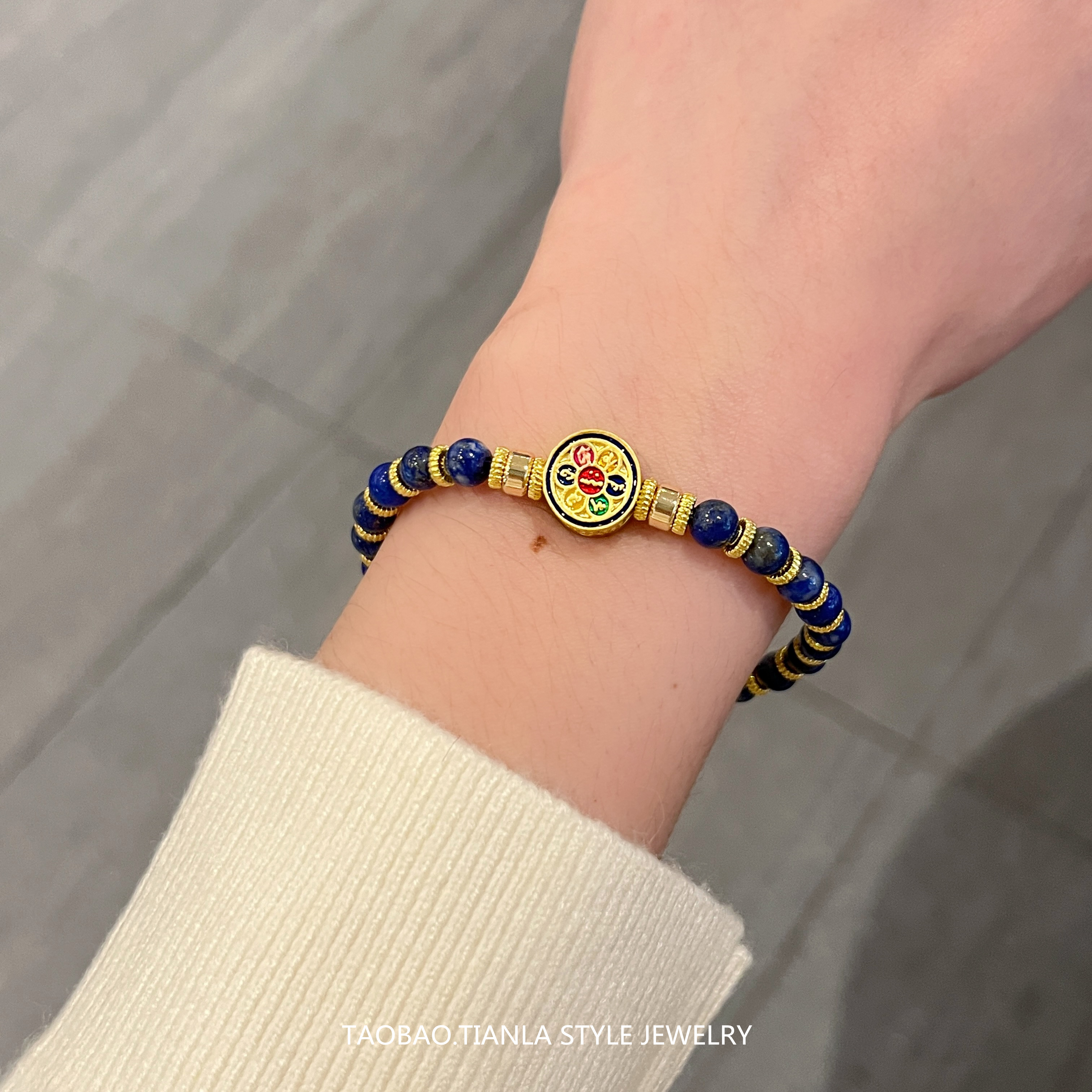 Natural Lapis Lazuli Circle Bracelet - Unique High-End Gift for Best Friend, 2025 Trendy Jewelry