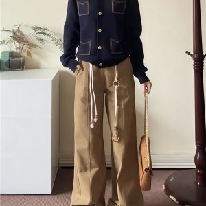 Navy Blue Small Knitted Cardigan for Women - Casual Short Design, Autumn Style, Korean-Style Celebrity Sweater Coat