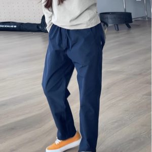 Navy Blue Waterproof Men's Soft-Shell Casual Long Pants, Slightly Tapered Functional Outdoor Climbing Work Pants