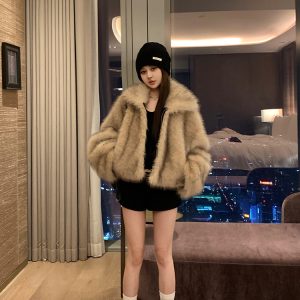 New Moon Goddess Faux Finnish Fox Fur Coat - Chic Outerwear for 90s Y2K Inspired Fashion