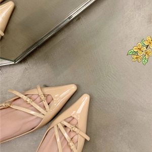 Nude High-Heeled Sandals for Women - 2024 Thin Heel One-Strap Sexy Kitten Heel Pointed Toe Backless Design