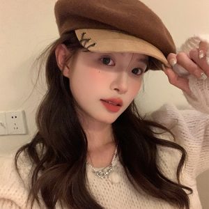 Octagonal Woolen Duckbill Beret Hat for Women - Brimmed Painter's Style, New 2023 Fashion, Trendy and Chic Accessory