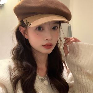 Octagonal Woolen Duckbill Beret Hat for Women - Brimmed Painter's Style, New 2023 Fashion, Trendy and Chic Accessory