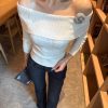 Off-Shoulder Cable-Knit Sweater | Knitted Top with Gentle Charm | Storytelling Feel | Cozy Fashion for Fall/Winter