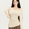 Off-Shoulder Knitted Sweater for Women, Slim Fit, Soft Milk Skin Texture, Autumn Winter Fashion, Cozy Layering Essential