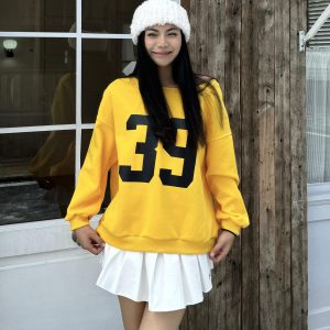 Off-Shoulder Long Sleeve Sweatshirt - Spicy Girl Street Style, Casual Loose Fit Top for Autumn, Trendy American Fashion