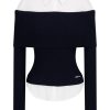 Off-Shoulder Spliced Two-Piece Wool Knit Dress Pants Set - Stylish Sweater Look for Y2K and 90s Fashion Enthusiasts