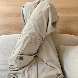 Off-White Slightly Flared Workwear Denim Pants for Women, Summer Loose Wide-Leg Trousers, Slimming Straight-Leg, Floor-Length Style