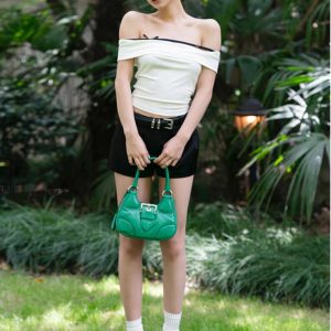 One-Shoulder Bow Tie Top for Women - 2025 Summer Trendy Knit Shirt for Hot Girls