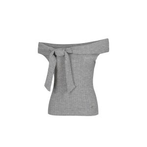 One-Shoulder Off-Shoulder Twisted Knit Short Sleeve Top - 2025 Spring/Summer Korean Style Fashion Statement