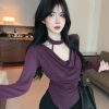 One-Shoulder Off-the-Shoulder Slim-Fit Top for Women, Trendy Hanging Neck Design, Flattering Style, Perfect for Y2K and Night Out Looks