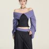 One-Shoulder Plaid Spliced Slim-Fit Top with Casual Long Pants - Spring Summer 90s College Style Fashion Set