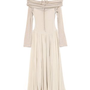 One-Shoulder Spliced Draped Slimming Waist Dress - 25th Anniversary Spring/Summer Collection, Long Skirt, Elegant Style