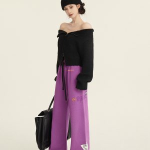 One-Shoulder Zipper Knitted Cardigan in Greek Aesthetics - Slimming Sweater Coat for Y2K and Korean Style Fashion