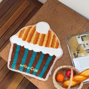 Orange Muffin Cute Plush Carpet Door Mat - Soft, Original Design for Home Decor, Cozy Entryway Accent